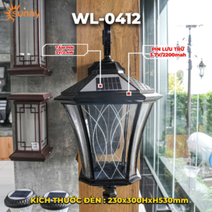 Đèn treo tường năng lượng mặt trời WL-0412