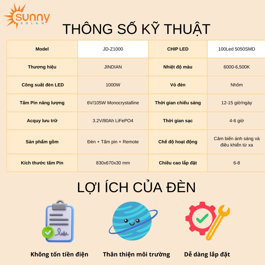 den nang luong mat troi 1000W JD-Z1000 sunnysolar 6