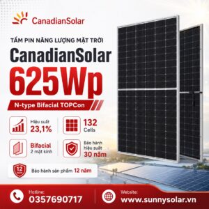 Tấm Pin năng lượng mặt trời CanadianSolar 625Wp chính hãng